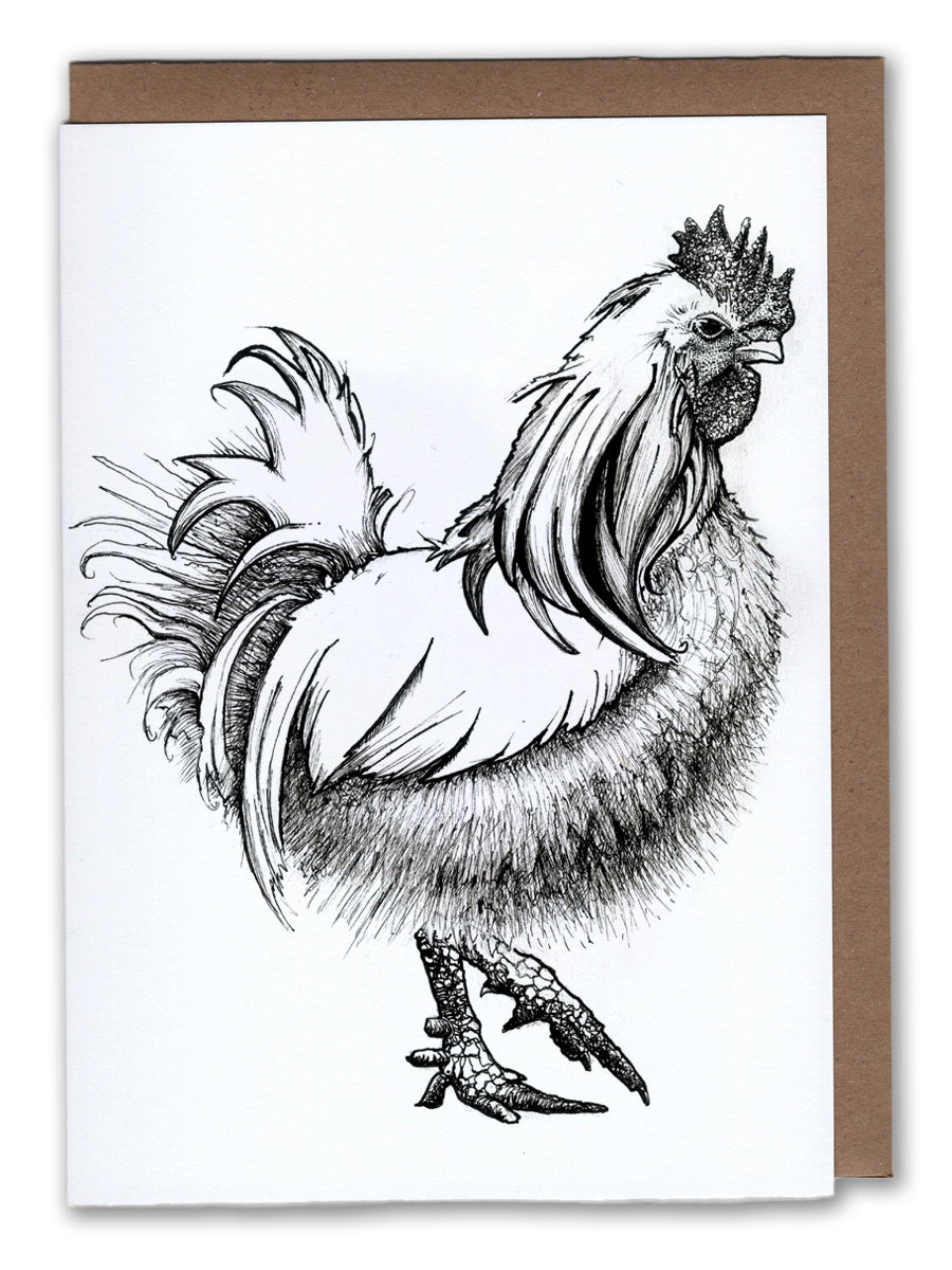 Silkie Rooster Art Card