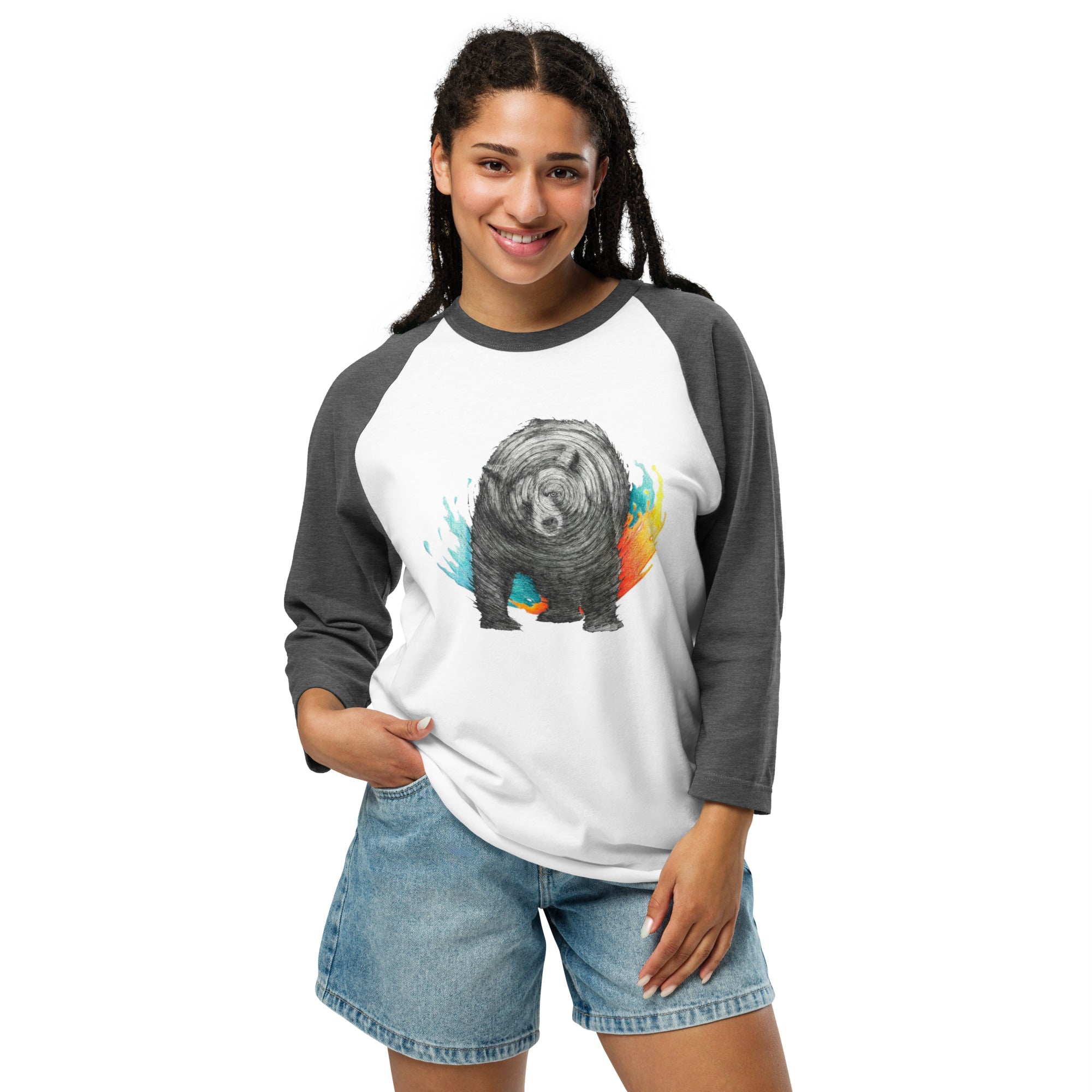 Shaking Bear 3/4 sleeve raglan shirt